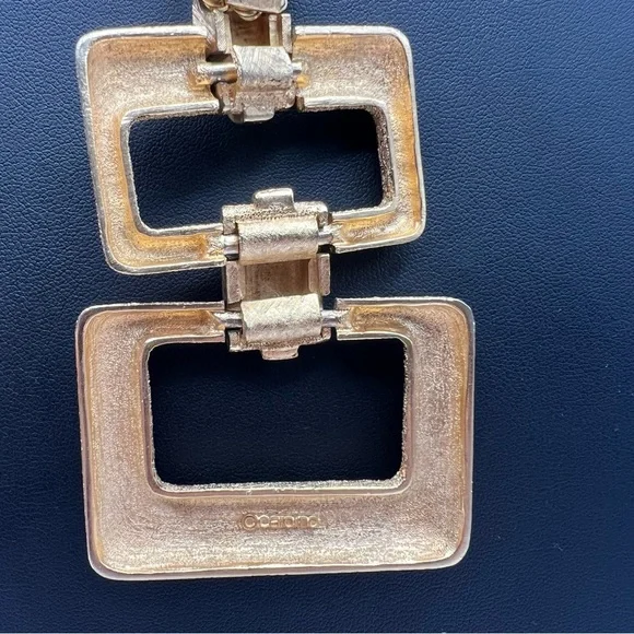 Midcentury Modern Vintage Caroline Rectangles Gold Tone Necklace - Picture 4 of 8